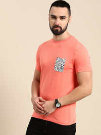 Being Human Solid Round Neck Pure Cotton T-shirt With Printed Chest Pocket