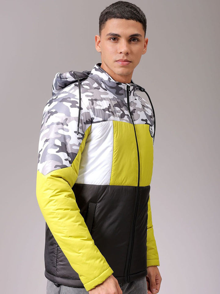 The Indian Garage Co Men Hooded Camouflage Printed Casual Padded Jacket
