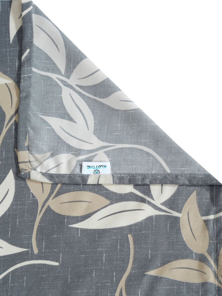 KLOTTHE Grey Leaf Polycotton 300 TC King Bedsheet with 2 Pillow Covers-98 x 89 inches