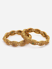 PANASH- Set Of 2 24 CT Gold-Plated Handcrafted Antique Bangles