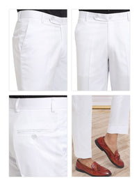 KLOTTHE Men White Slim Fit Mid-Rise Cotton Formal Gurkha Pants