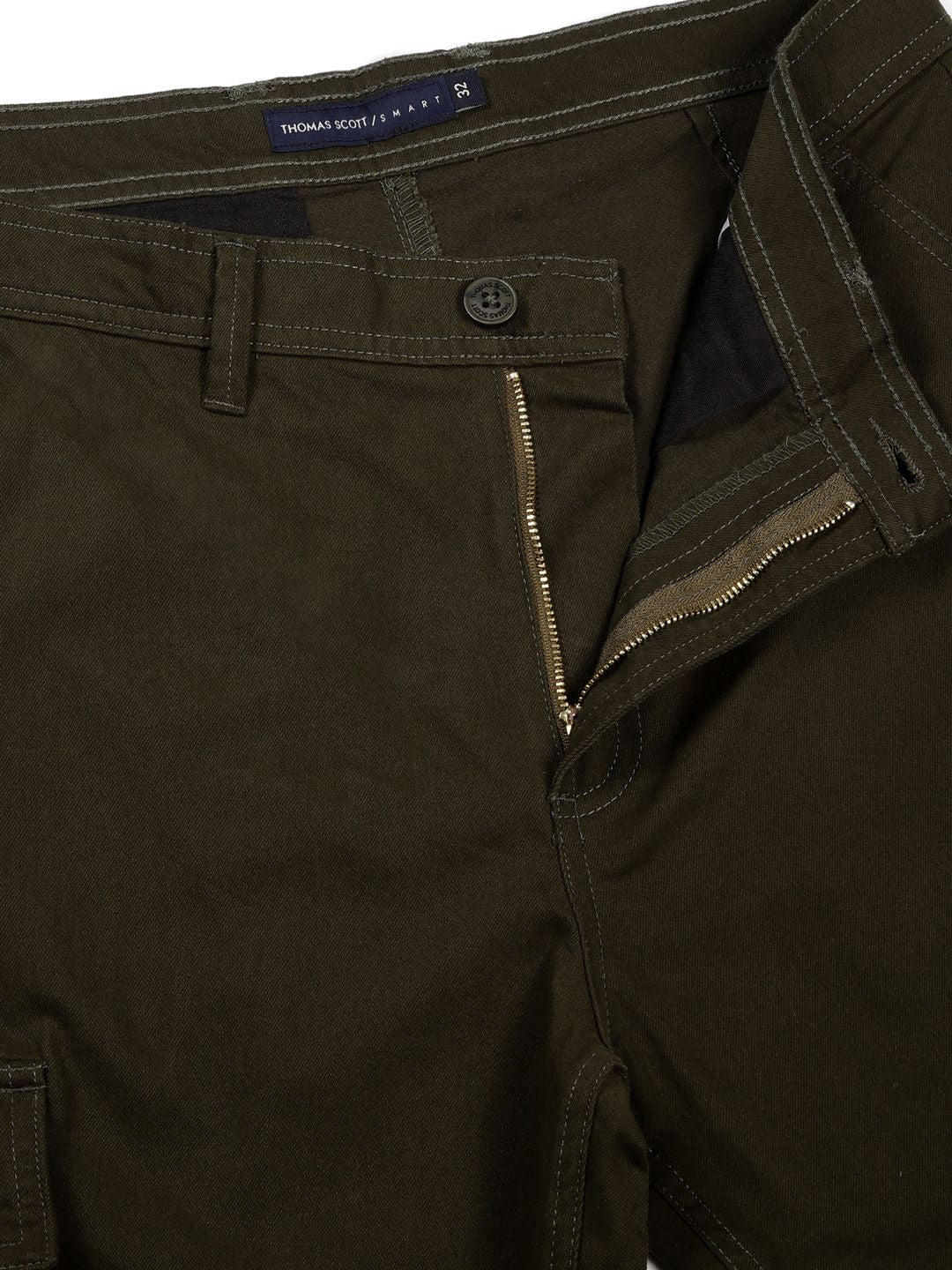 Thomas Scott Men Smart Slim Fit Easy Wash Cargos Trousers