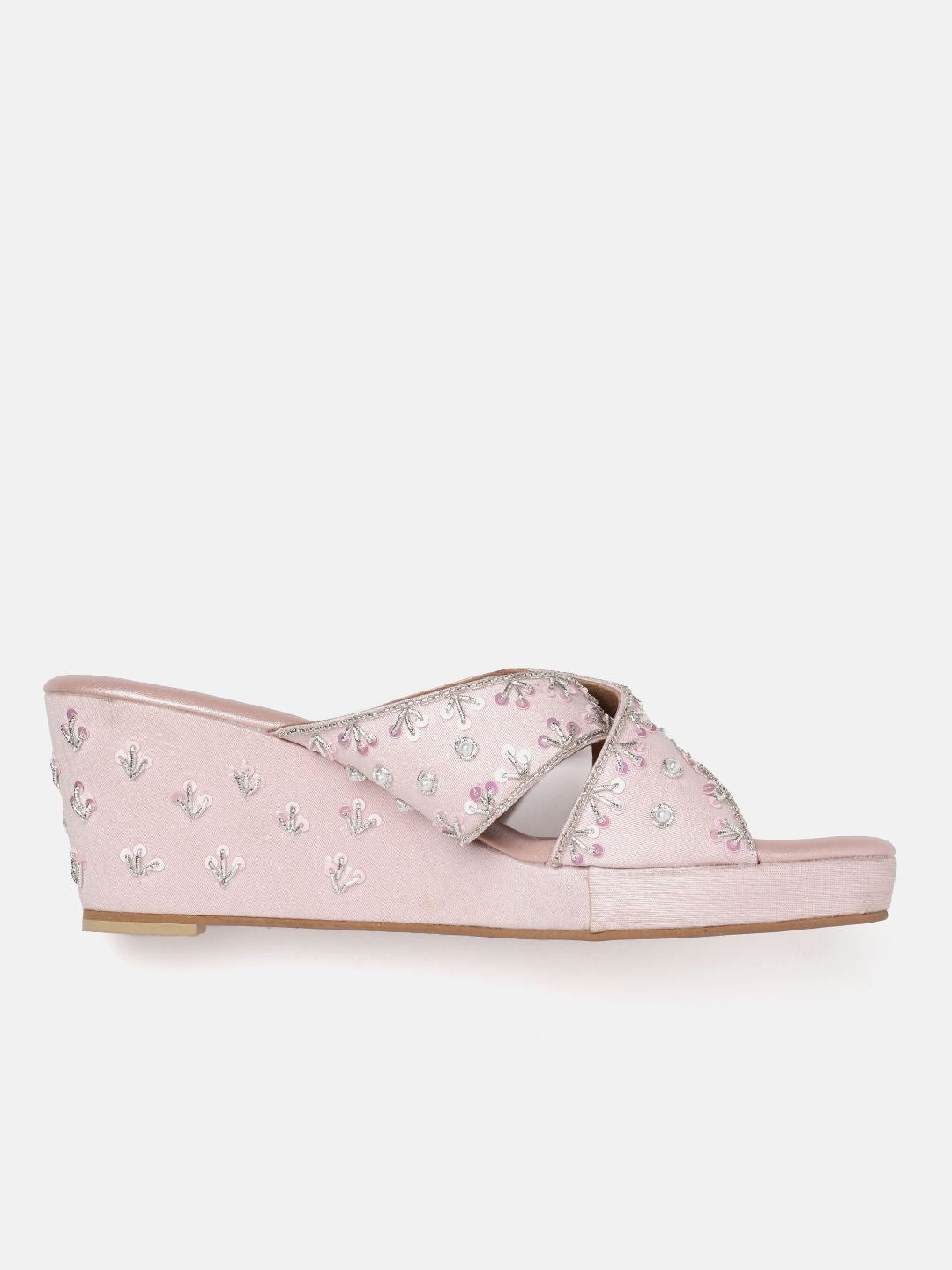 House of Pataudi Embellished Ethnic Wedge Heel Sandals