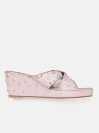 House of Pataudi Embellished Ethnic Wedge Heel Sandals