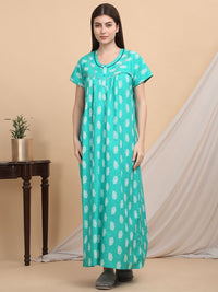 Sweet Dreams Ethnic Motifs Printed Pure Cotton Maxi Nightdress