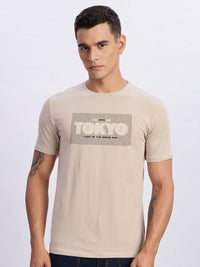 ADRO Typography Printed Round Neck Cotton T-shirt