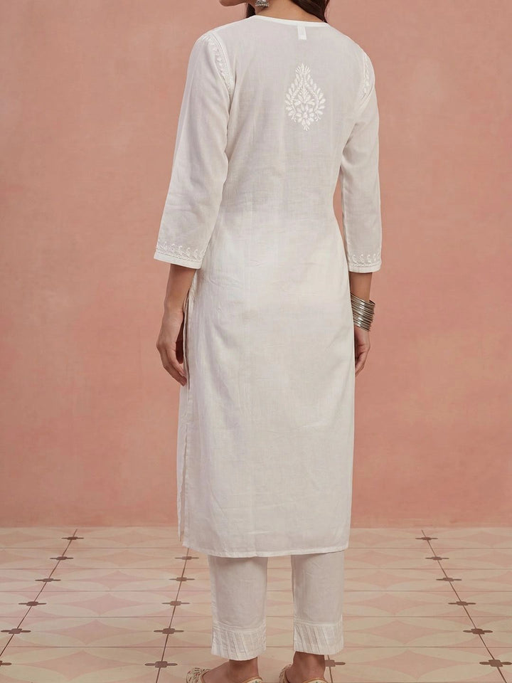 Rumah Wanita Chikankari Motif Etnik Benang Sulam Kerja Bayangan Kurta