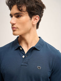 THE BEAR HOUSE Men Solid Polo Collar Pure Cotton T-shirt