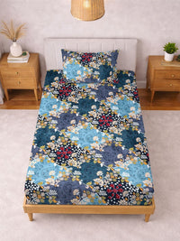 KLOTTHE Hijau & Putih Bercetak 300 TC Cadar Single Dengan Sarung Bantal- 2.25 m x 1.5 m