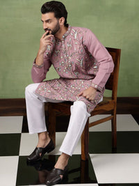 Anouk Men Animal Embroidered Regular Thread Work Pure Cotton Kurta with Pyjamas