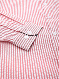VASTRADO Men Classic Cutaway Collar Multi Striped Cotton Slim Fit Casual Shirt