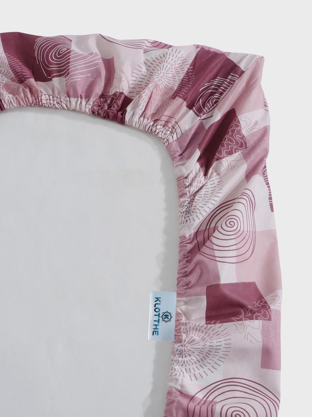 KLOTTHE Pink Geometric Cotton Single Bedsheets