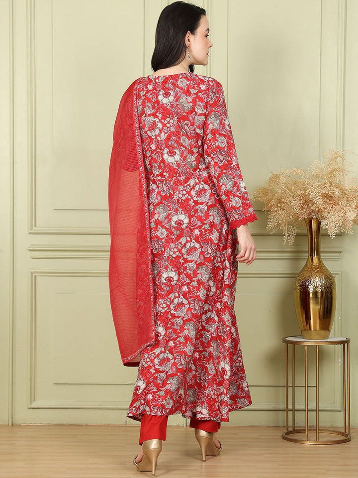 W Women Floral Printed Regular Kurta with Trousers & With Dupatta