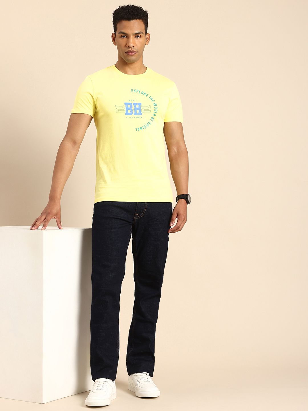 Being Human Typography Printed Pure Cotton T-shirt