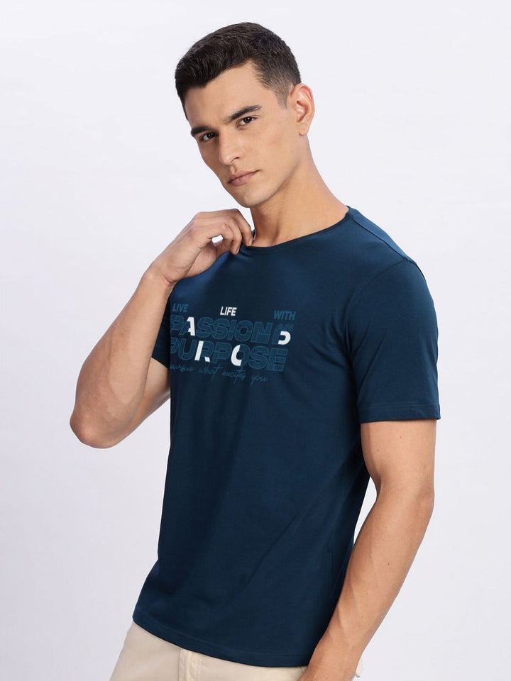 ADRO Men Typography Printed Round Neck Cotton T-shirt