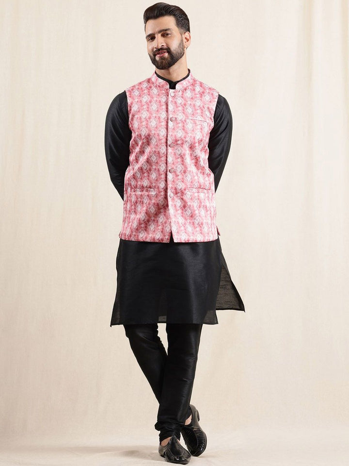 Anouk Men Mandarin Collar Kurta with Pyjamas with Nehru Jacket