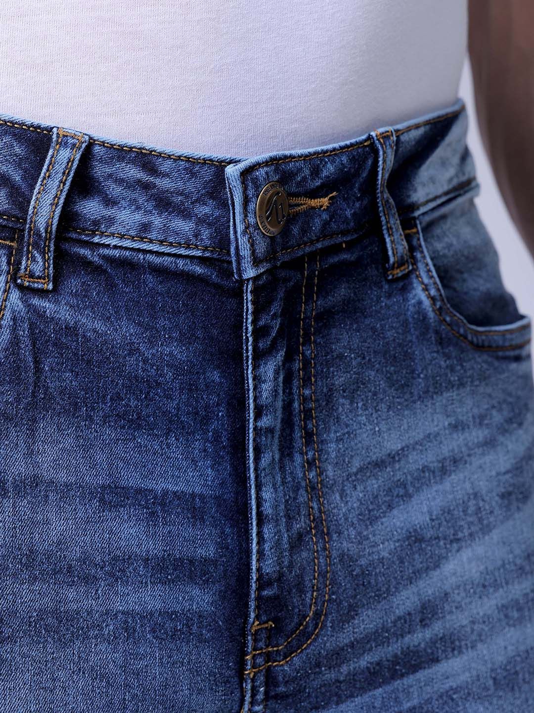The Indian Garage Co Men Slim Fit Heavy Fade Stretchable Jeans