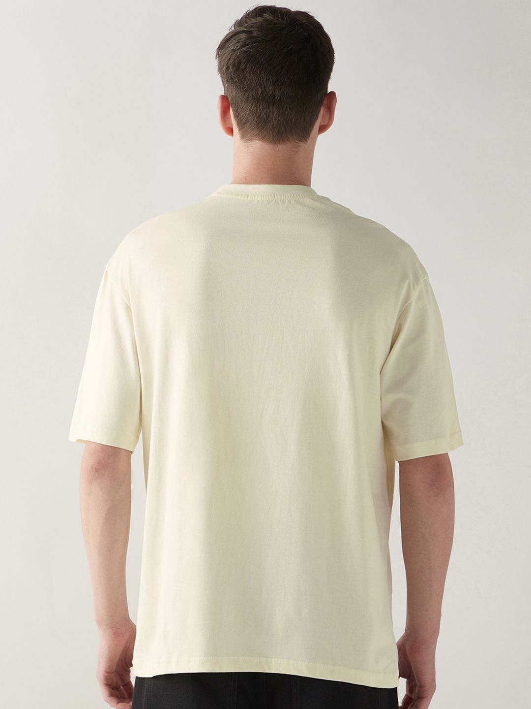 Bewakoof Men Cotton White Solid Oversize T-Shirt