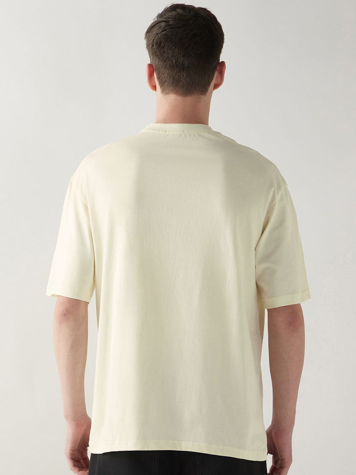 Bewakoof Men Cotton White Solid Oversize T-Shirt