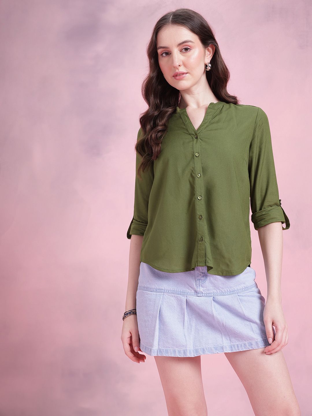 DressBerry Band Collar Shirt