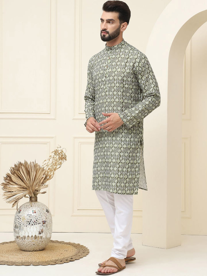 SOJANYA Geometric Printed Regular Pure Cotton Kurta With Pyjama