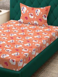 Myntra Elegant Homes Orange Printed 400 TC Cotton Set Cadar Bujang 2.25 m x 1.50 m