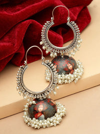 Anouk Silver Plated Cubic Zirconia Studded Dome Shaped Jhumkas