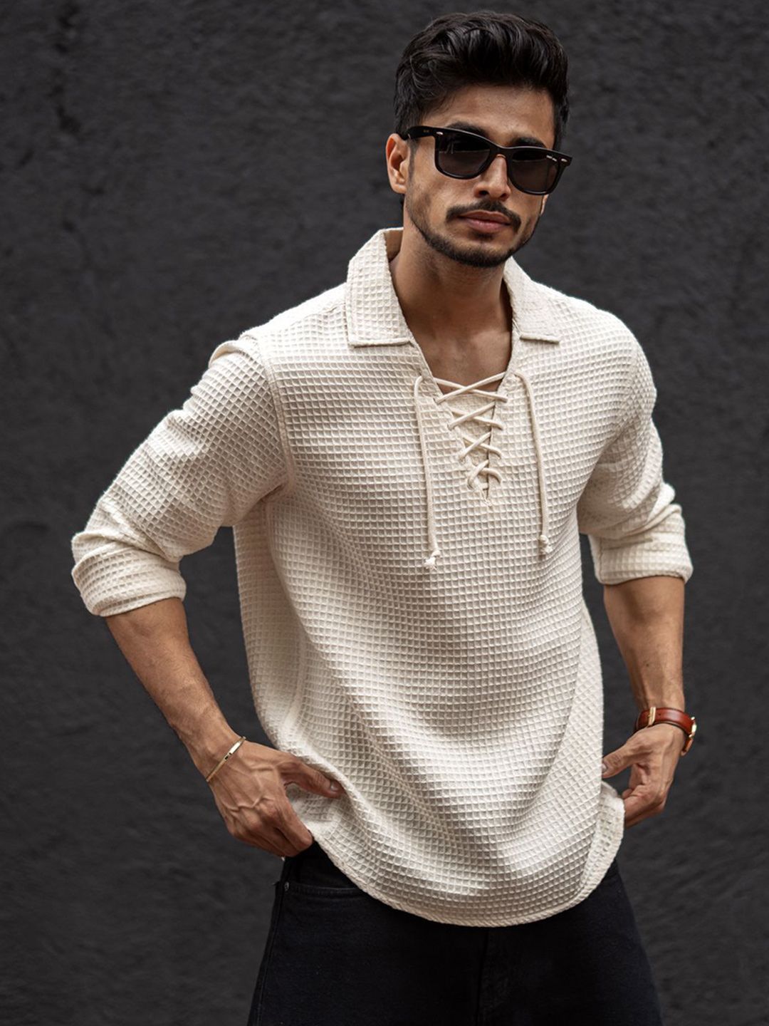 Powerlook Men Horizontal Stripes Opaque Casual Shirt