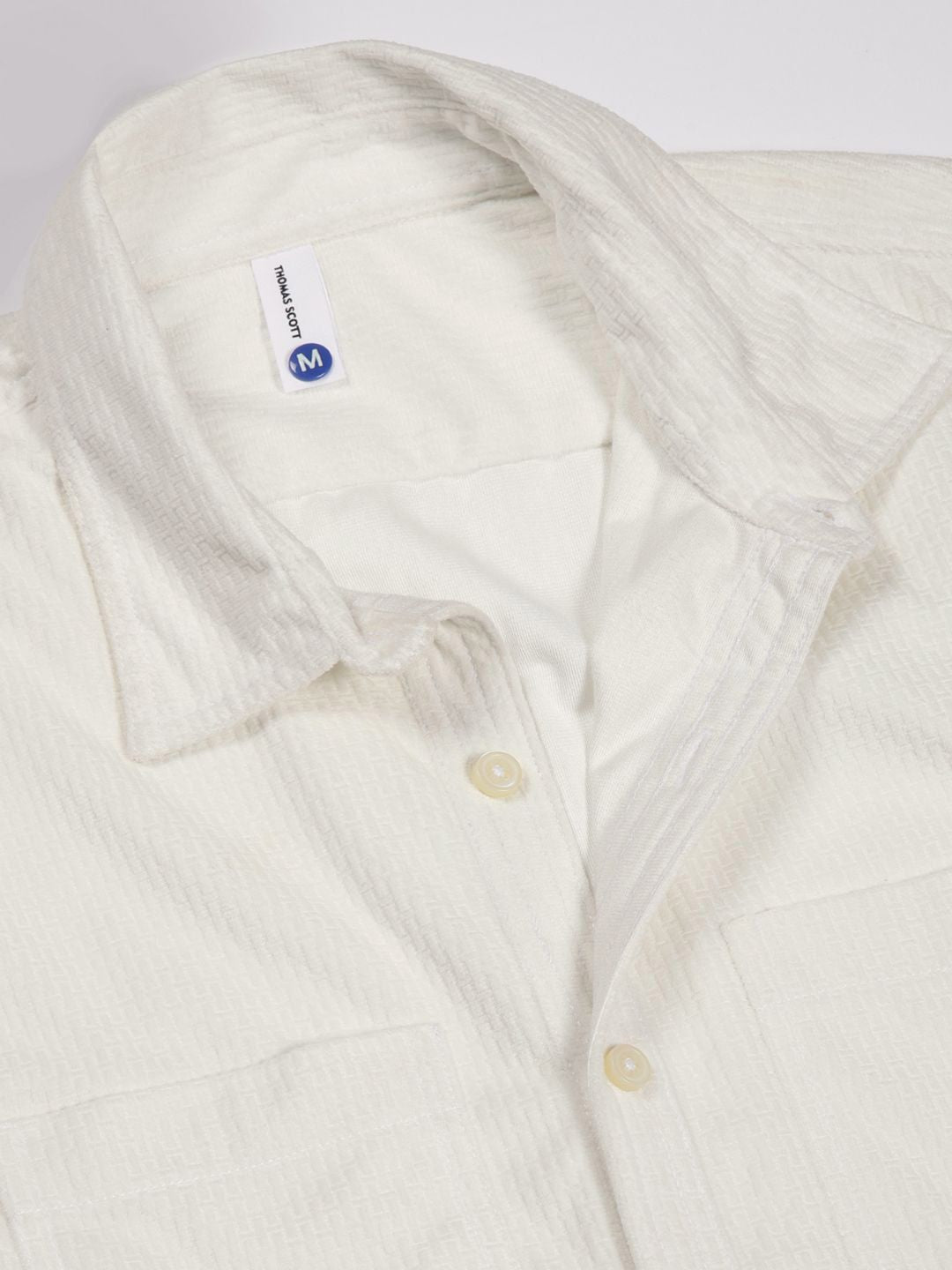 Thomas Scott Men Classic Spread Collar Textured Slim Fit Casual Shirt