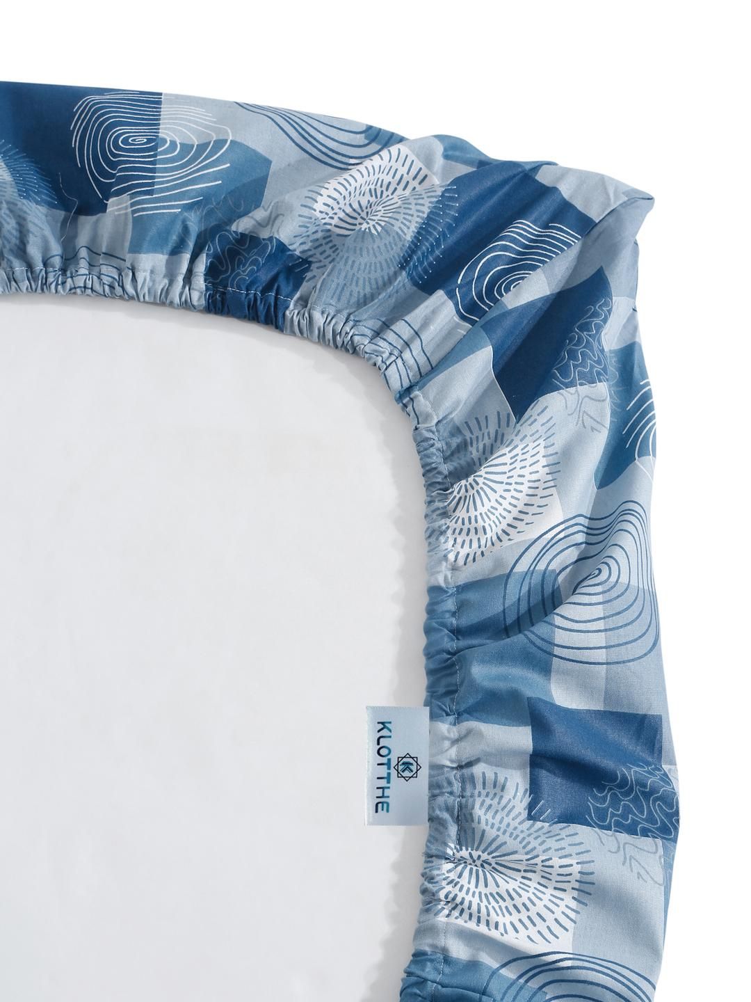 KLOTTHE Blue Geometric Cotton Single Bedsheets