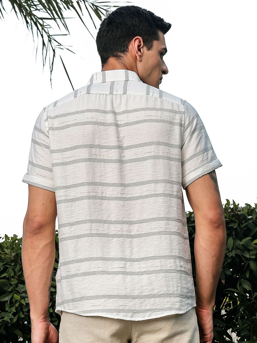 Thomas Scott Men Premium Slim Fit Striped Casual Shirt