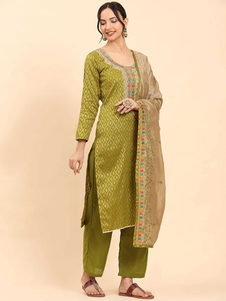 Kurta Kapas Tulen Biasa Wanita Mamicha dengan Palazzos & Dengan Dupatta
