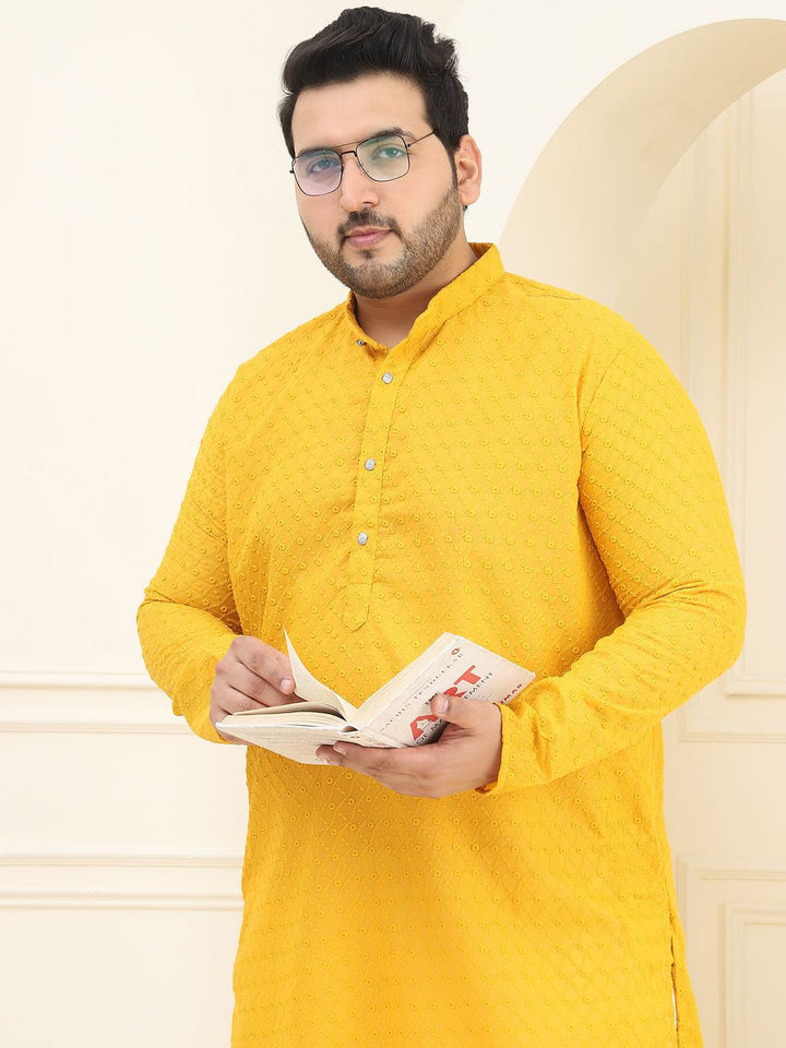 SOJANYA PLUS Plus Size Floral Embroidered Pure Cotton Straight Kurta with Pyjamas