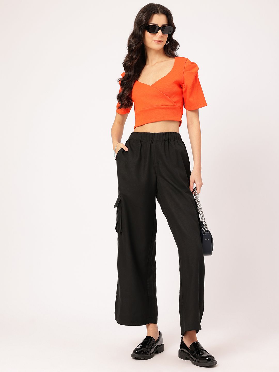 DressBerry Sweetheart Style Ribbed Wrap Crop Top
