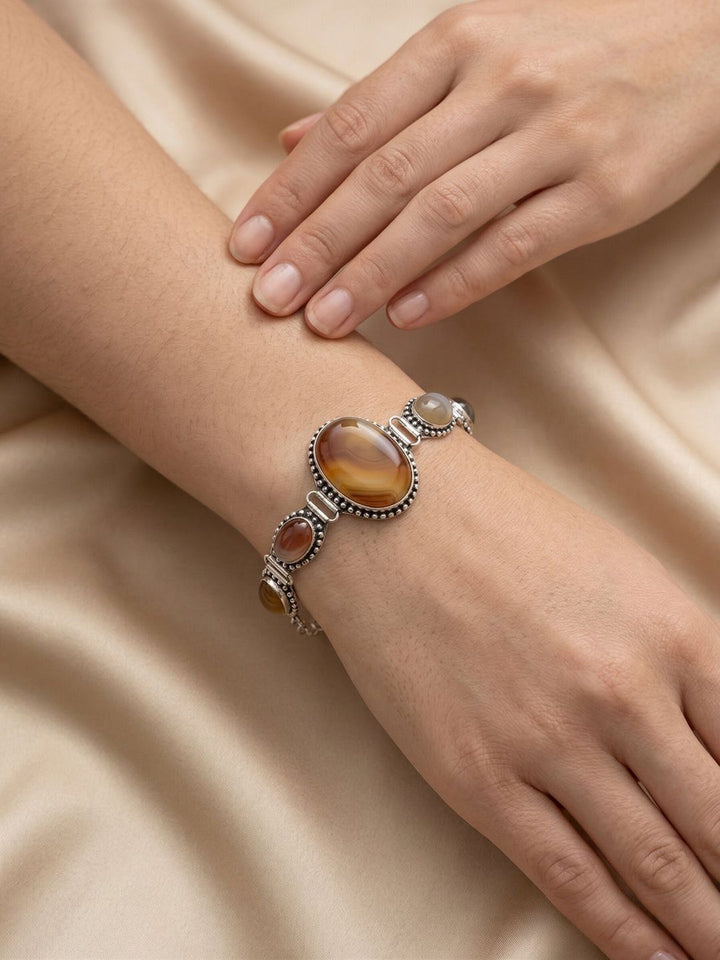 Gelang Pautan Bersalut Perak Antik Wanita PANASH