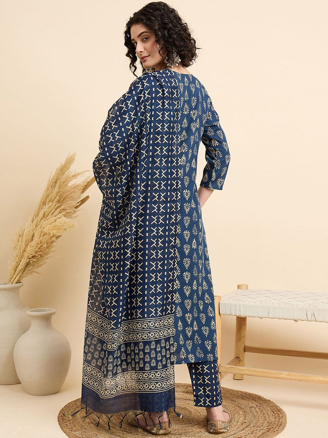 KALINI Women Ethnic Motifs Printed Regular Kurta with Trousers & With Dupatta
