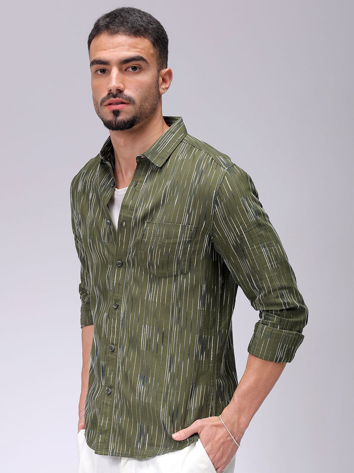 The Indian Garage Co Men Slim Fit Multi Stripes Opaque Striped Casual Shirt