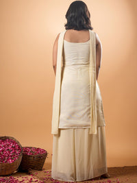 Mamicha Women Floral Embroidered Thread Work Pure Cotton Kurta with Palazzos & Dupatta