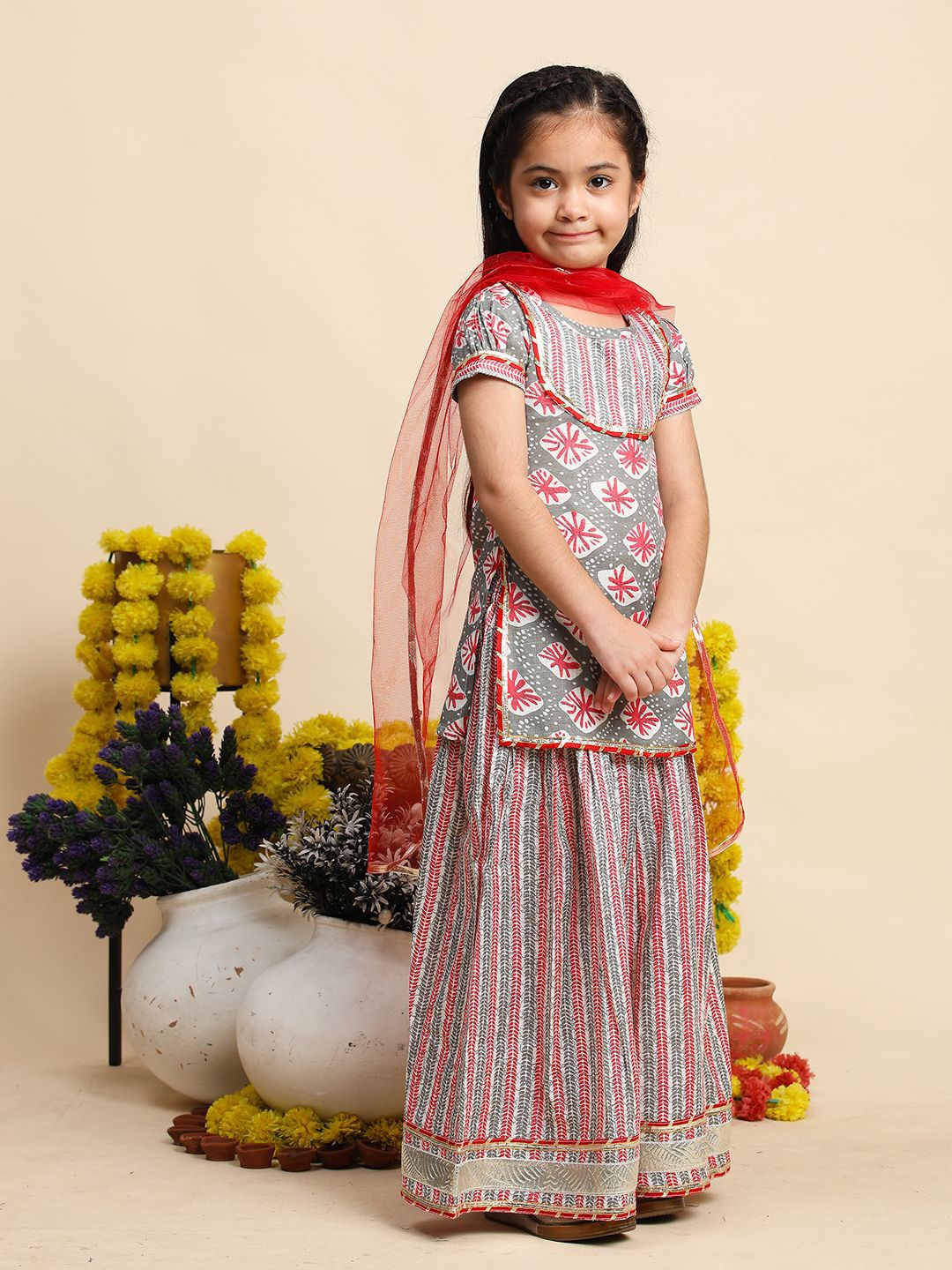 Cutiekins Girls Printed Ready to Wear Lehenga & Blouse With Dupatta