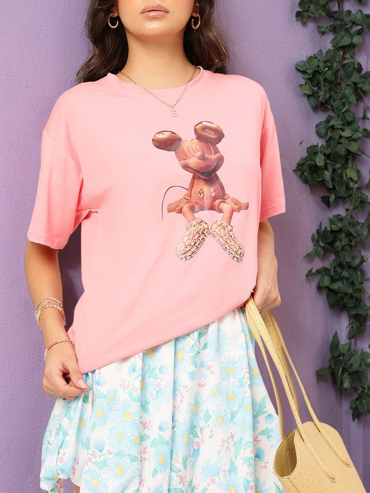 DressBerry Giggles Charm Printed Drop-Shoulder T-shirt
