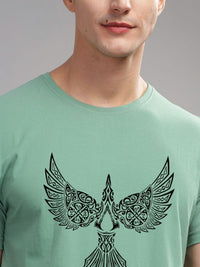 ADRO Men Printed Raw Edge T-shirt
