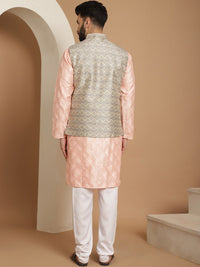 Anouk Embroidered Regular Thread Work Kurta with Churidar & Nehru Jacket