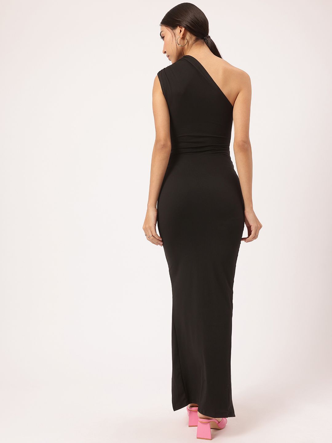 DressBerry Sweet & Spicy One-Shoulder Layered Front-Slit Maxi Dress