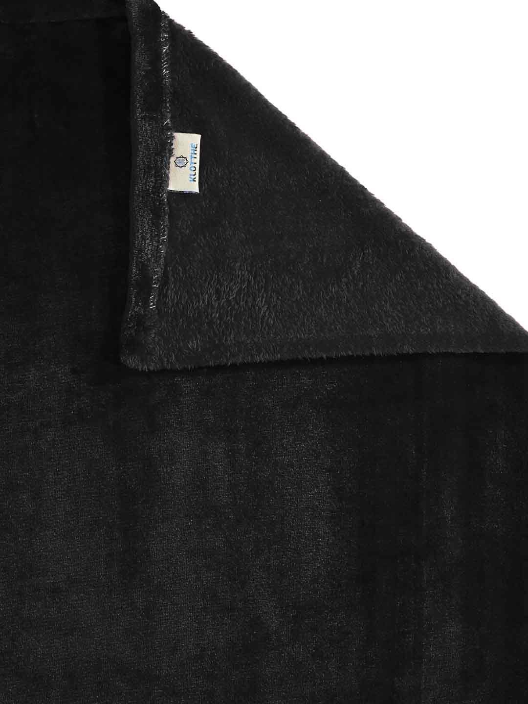 KLOTTHE Black Solid Flat 300 TC Woolen Single Bedsheet with 1 Pillow Cover