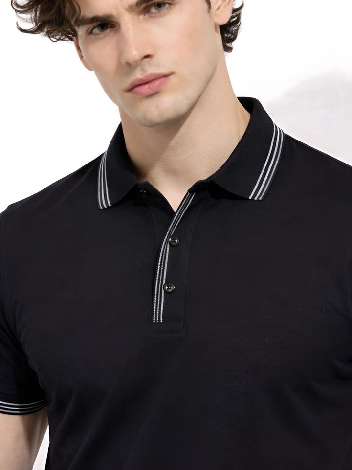 Baju-T Kolar Polo Berjalur ADRO Lelaki