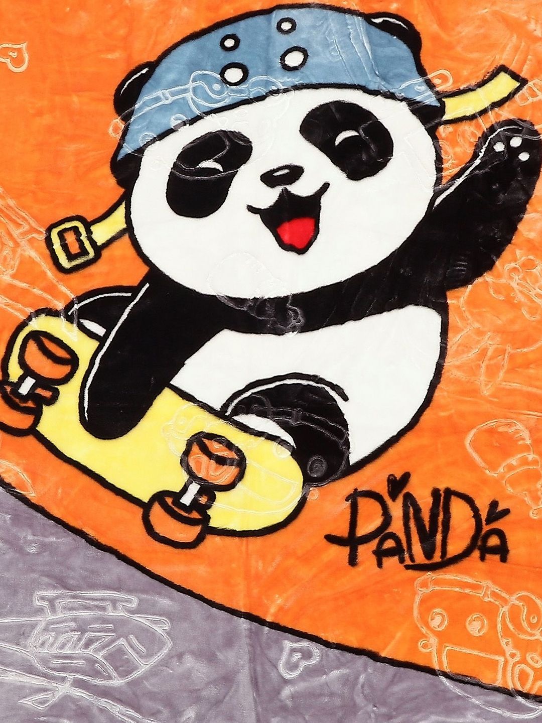 Monte Carlo Orange & Black Cartoon Characters Mild Winter 600 GSM Single Bed Blanket