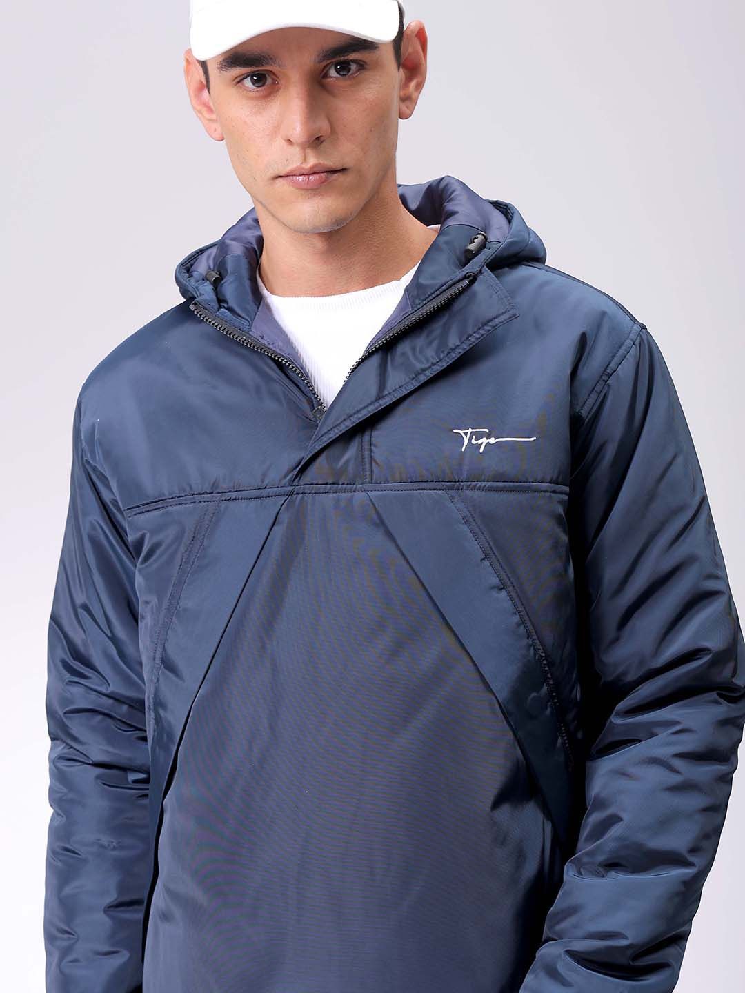 The Indian Garage Co Men Hooded Slim Fit Bomber Jacket