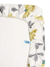Aura White & Yellow Floral Printed 300 TC Fitted King Bedsheet Set 2.5 x 2.25 m