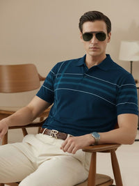 ADRO Men Striped Polo Collar T-shirt