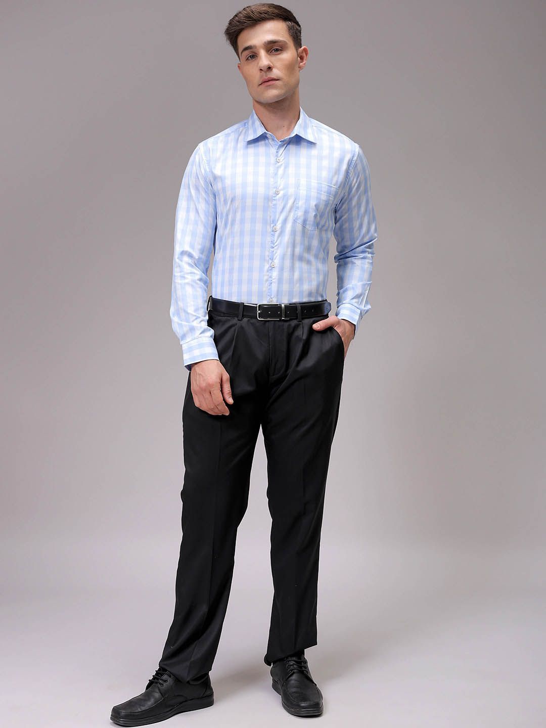 The Indian Garage Co. X Luxe Men Slim Fit Opaque Checked Formal Shirt